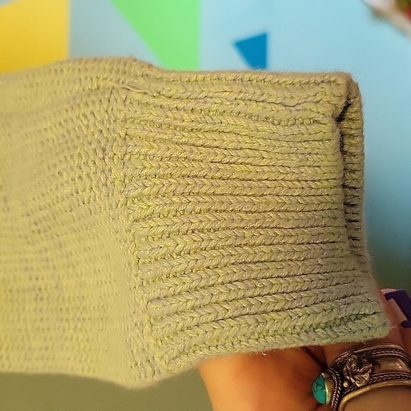 Mossimo Women's Cable Knit Linen Blend Crew Sweater Heathered Green Blue Size L - Picture 9 of 10